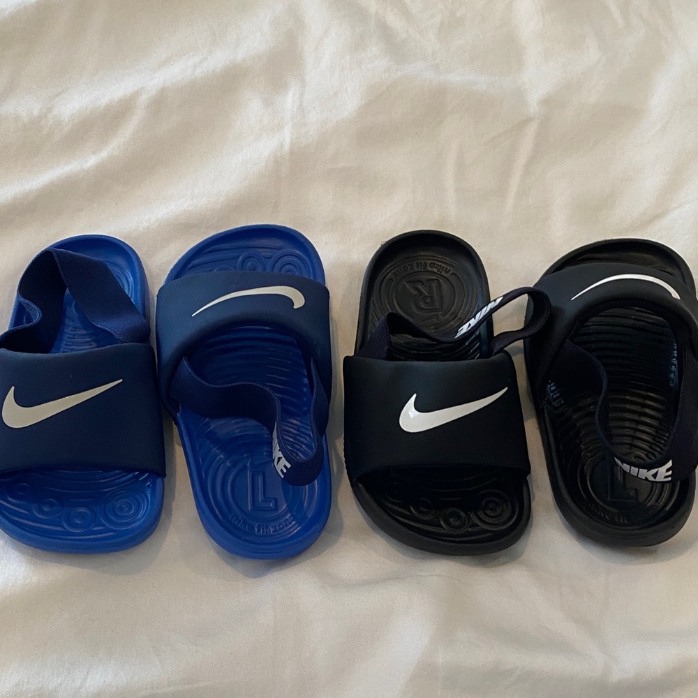 Nike Kids Slide Sandals - Blue and Black